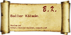 Baller Kálmán névjegykártya